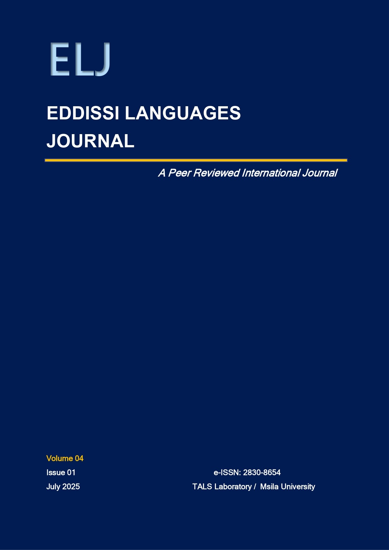					View Vol. 4 No. 1 (2025): Eddissi Languages Journal
				